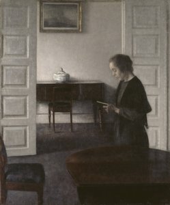Interieur mit einer lesenden Dame von Vilhelm Hammershoi