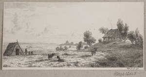Landschaft mit einem Bauernhaus und einer Hütte von Vilhelm Kyhn