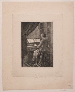 Porträt der Frau des Malers, Klavier spielend