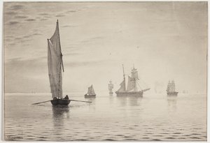 Schiffe bei ruhigem Wetter auf dem See von Vilhelm Kyhn