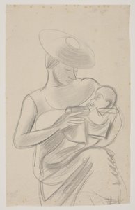 Die Frau des Künstlers mit der kleinen Tochter Dorte von Vilhelm Lundstrøm