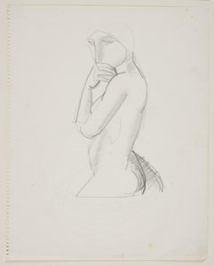 Weibliches Modell, 3/4 Figur, mit der Hand vor dem Mund von Vilhelm Lundstrøm