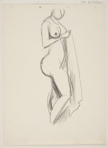 Stehende nackte Frau, Profil nach rechts, Draperie in der Hand von Vilhelm Lundstrøm