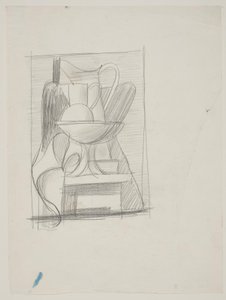Studie zu einem Stillleben mit Flasche, Kannen, Obstschale und Serviette von Vilhelm Lundstrøm