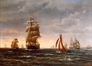 Schiffe auf bewegter See von Vilhelm Melbye