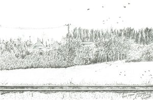 Blick vom Bahnsteig 3 auf den Bahnhof Ely, 2005 von Vincent Alexander Booth