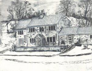Osmotherley Gebäude im Winterschnee