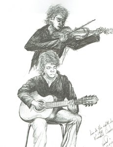 Der Gitarrist und Geiger im 8th Day Cafe Manchester, 2007 von Vincent Alexander Booth