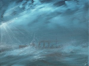 US-Zerstörer in einem Sturm auf See 1917, 2019 von Vincent Alexander Booth