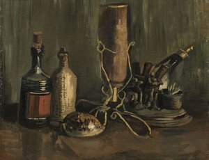 Stillleben mit Flaschen und Muschel