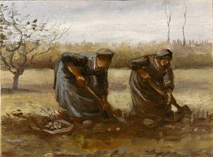 Zwei Bäuerinnen graben Kartoffeln, 1885