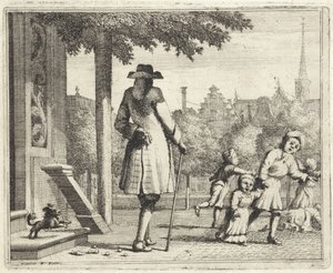 Hund bellt einen Mann auf der Straße an von Vincent Laurensz. van der Vinne (II)
