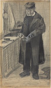 Mann, der einen Stiefel poliert, 1882 von Vincent van Gogh