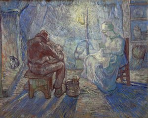 Nacht - Bauernfamilie im Inneren von Vincent van Gogh