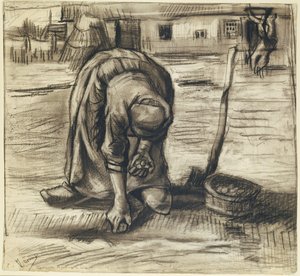 Bäuerin pflanzt Kartoffeln, ca. 1885 von Vincent van Gogh
