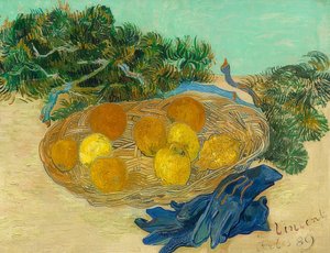 Stillleben mit Orangen, Zitronen und blauen Handschuhen von Vincent van Gogh