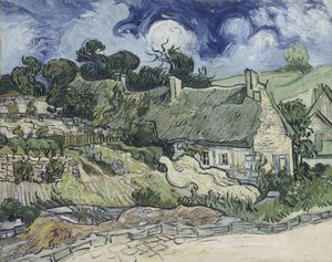 Reetgedeckte Häuser in Cordeville, 1890 von Vincent van Gogh
