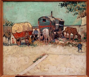 Die Wohnwagen, ein Lager von Bohemiens in der Nähe von Arles von Vincent van Gogh