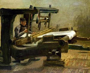 Weber am Webstuhl, nach rechts gewandt, 1884