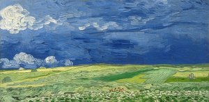Weizenfeld unter einem Gewitterhimmel