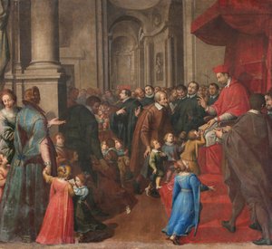 Mailand, Kirche San Francesco da Paola, Fratelli Campi, San Carlo gründet die Schule der christlichen Lehre von Vincenzo and Campi Antonio Campi