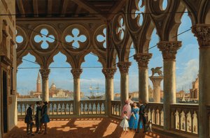 Blick auf das Bacino di San Marco von der Loggia des Palazzo Ducale, Venedig
