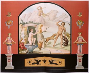Actaeon entdeckt die Göttin Diana bei ihrem Bad, Rekonstruktion eines Freskos im Haus des Sallust in Pompeji