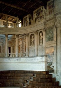 Renaissance-Architektur: Blick auf das Olympische Theater (Teatro Olimpico), entworfen von Architekt Vincenzo Scamozzi (1552-1616) 1588-1590 Sabbioneta, Italien von Vincenzo Scamozzi