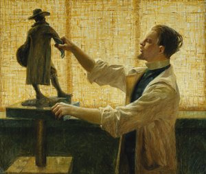 Der Bildhauer Carl Eldh in seinem Atelier, 1908 von Vitalis Nyberg