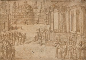 Nach Carpaccio - Die Darstellung der Jungfrau im Tempel um 1500-20 von Vittore Carpaccio