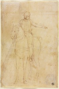 Gepanzerte Figur zu Pferd, ca. 1450 von Vittore Carpaccio