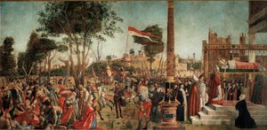 Zyklus des Lebens der heiligen Ursula: das Martyrium der Pilger und das Begräbnis der heiligen Ursula von Vittore Carpaccio