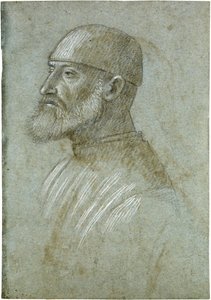Kopf eines bärtigen Mannes mit Mütze, im Profil nach links von Vittore Carpaccio