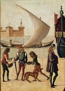 Legende der hl. Ursula: (Detail) Ankunft der Botschafter (aus der goldenen Legende von Jacopo da Varagine)
