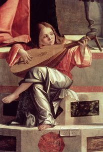 Engel mit Laute spielend, Detail aus der Darstellung Jesu im Tempel von Vittore Carpaccio