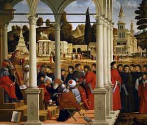 Der heilige Stephanus vor dem Hohenpriester und den Ältesten des Sanhedrin von Vittore Carpaccio