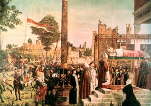 Die Legende der hl. Ursula: Martyrium und Beerdigung der hl. Ursula, 1493 von Vittore Carpaccio