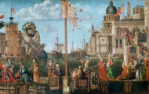 Das Treffen von Etherius und Ursula und die Abreise der Pilger, aus dem St. Ursula-Zyklus (Detail) von Vittore Carpaccio