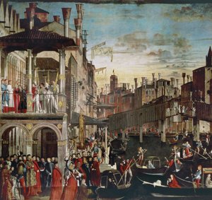 Das Wunder des Kreuzreliquien auf der Rialtobrücke, 1496 von Vittore Carpaccio