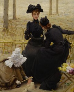 Gespräch im Jardin du Luxembourg. Gemälde von Corcos, Vittorio Matteo (1859-1933), Öl auf Leinwand von Vittorio Matteo Corcos