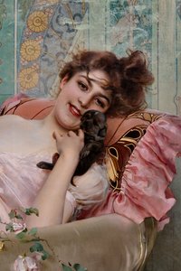 Dame mit einem kleinen Hund (Detail) von Vittorio Matteo Corcos