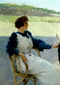 Porträt einer Dame im Freien von Vittorio Matteo Corcos (1859-1933), Öl auf Leinwand, ca. 1910 von Vittorio Matteo Corcos