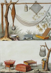 Haushaltswerkzeuge und Möbel, Karibenstamm, Niederländische Antillen, Tafel 69 aus 