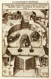 Hydraulische Maschine für eine Kanal- oder Flussschleuse, 1607 von Vittorio Zonca