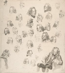 Skizzen von Voltaire im Alter von einundachtzig Jahren