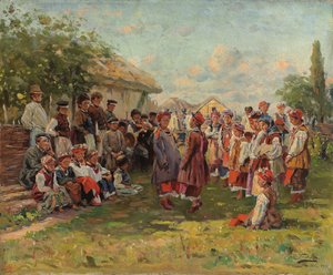 Fest in einem ukrainischen Dorf, ca. 1882-1917 von Vladimir Egorovic Makovsky