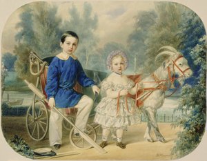 Großherzog Alexander und Großherzog Alexey als Kinder von Vladimir Ivanovich Hau
