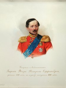 Porträt von General Baron Fyodor Petrovich von Offenberg (Aus dem Album der Kaiserlichen Leibgarde) von Vladimir Ivanovich Hau