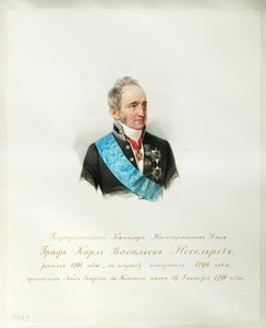 Porträt von Kanzler des Russischen Reiches Graf Karl Robert Nesselrode (Aus dem Album der Kaiserlichen Leibgarde) von Vladimir Ivanovich Hau