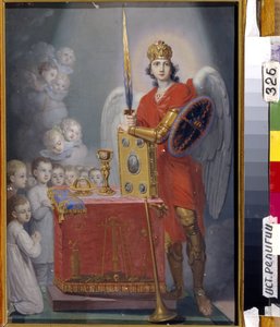 Die Kinder des Kaisers Paul I. vor dem Altar, geschützt von Erzengel Michael (Gemälde von Vladimir Lukich Borovikovsky) von Vladimir Lukich Borovikovsky